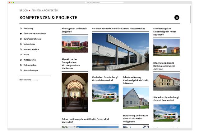 Projekt-Darstellung Webseite für Architekten
