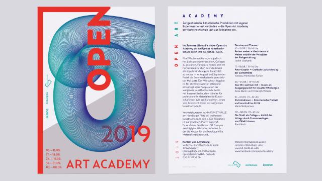 Flyer Design für die Open Art Academy durch boesner und Kunsthochschule Weissensee