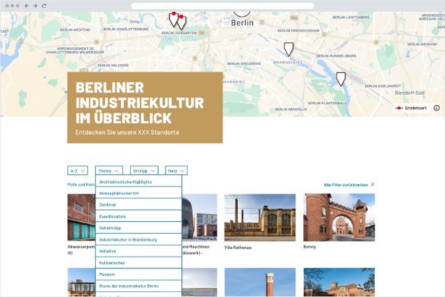 Berliner Industriekultur im Überblick mit Landkarte und Fotogalerie