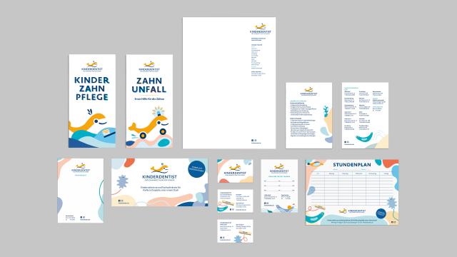 Corporate Design mit Briefbogen, Flyer, Stundenplan für Kinderdentist