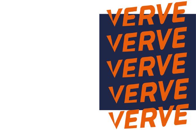 Visualisierung des Logos in Orange auf blauem Hintergrund